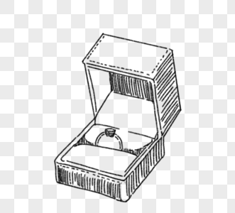 黑色手绘正方形礼盒里钻石戒指图片