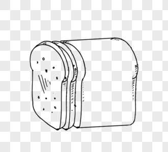 芝麻授粉黑色手绘线描切块面包元素素材