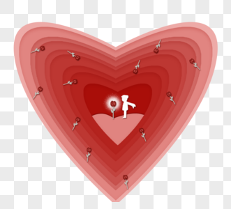 红色爱心情人节王子及玫瑰元素图片