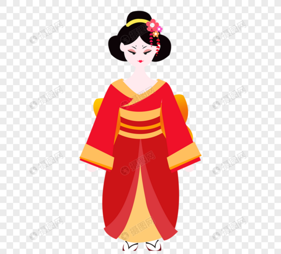日本女性和服卡通人物PSD格式元素图片