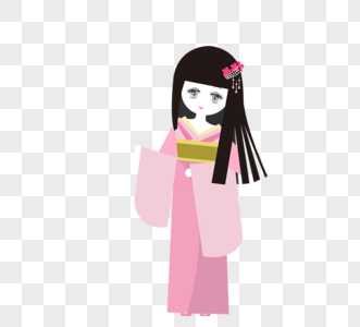 日式传统女性服饰和服卡通人物图片