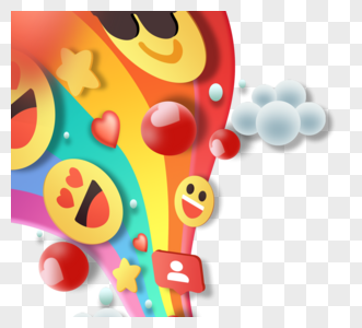 彩色创意立体感手绘emoji标签图片
