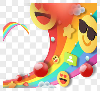立体感创意彩虹emoji图案高清图片