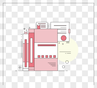 简单粉红色线条样式书元素图片