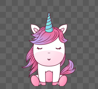 闭上的眼睛粉紫色卡通闭眼独角兽素材