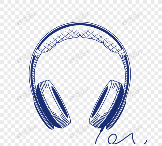 耳机蓝色艺术线条图片