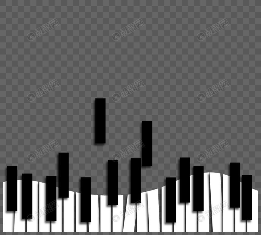 剪纸风格不规则黑白钢琴键图片