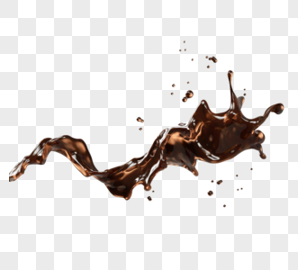 棕色咖啡液体飞溅3d元素图片素材