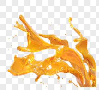 3d飞散橙汁立体元素图片
