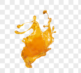 蝴蝶形状橙汁飞溅3d元素图片