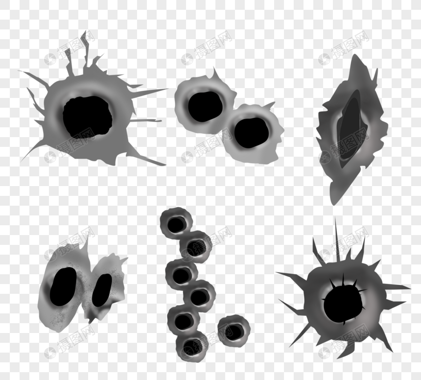 不规则写实黑色弹孔痕迹图片