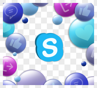 蓝色渐变立体社交媒体软件漂浮元素图片