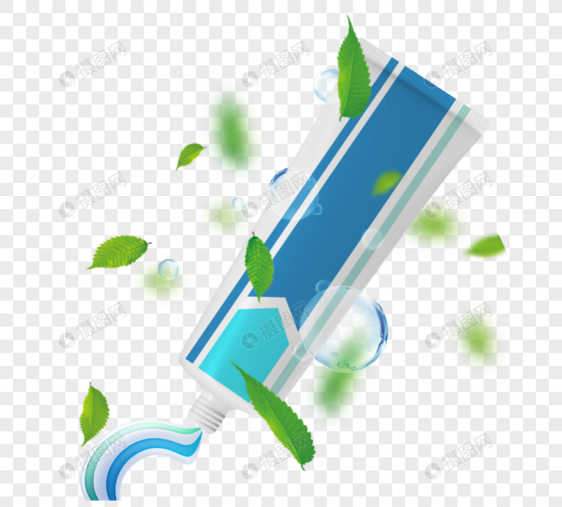 绿色叶子牙膏牙刷牙龈护理图片