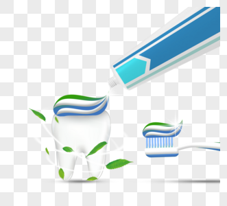 绿色清新叶子牙膏牙刷护理图片