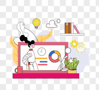 美容中心web官网页面高清图片卡通手绘在线学习网页知识高清图片ui