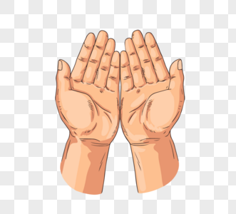 手绘卡通祈祷摊开手势图片素材