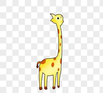 黄色可爱长颈鹿手绘动物卡通图片