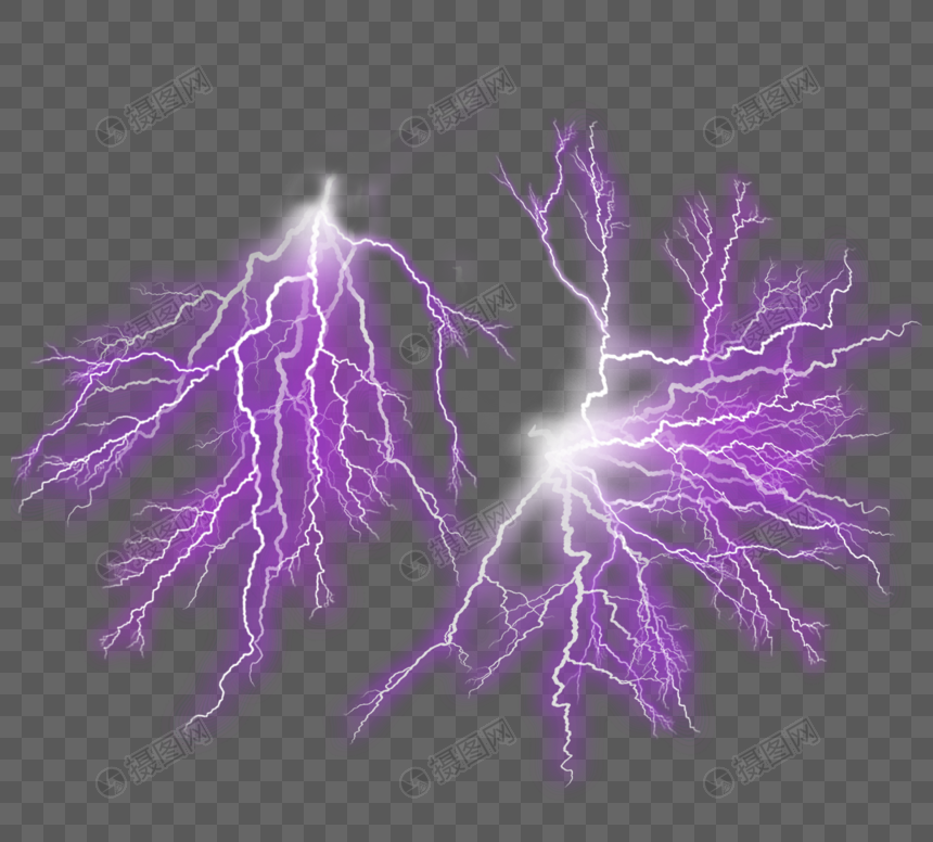 紫色闪电光线效果组图图片