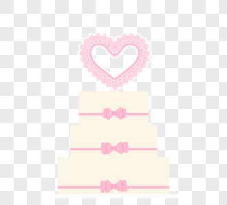 可爱手绘粉色蝴蝶结爱心蛋糕元素高清图片