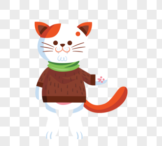 冬季卡通小动物猫咪元素图片