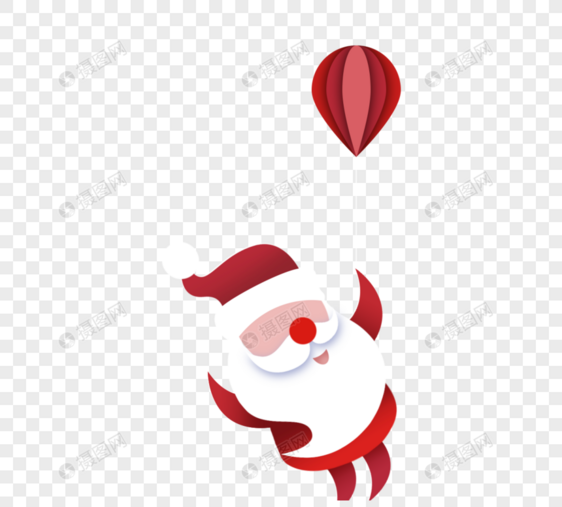 开心圣诞老人红色气球图片