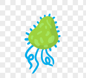 绿色蓝色病菌细菌卡通病毒图片