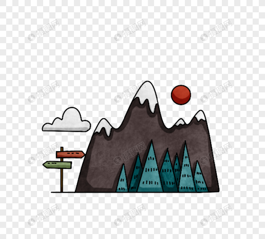 卡通手绘简笔画山山峰元素素材下载 正版素材 摄图网