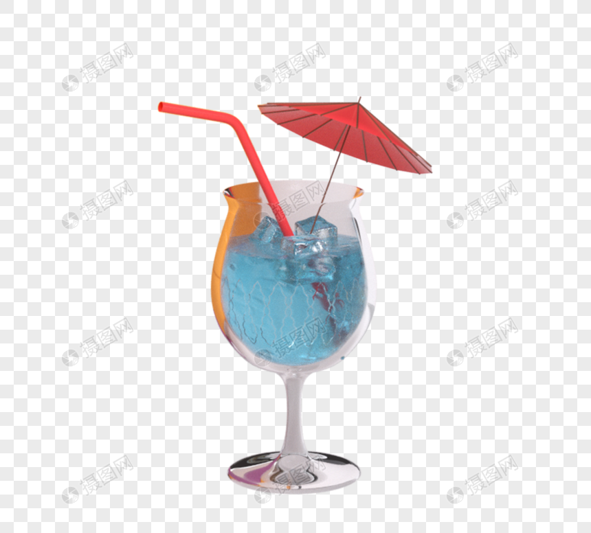 高脚杯夏天沙滩酒杯蓝色威士忌图片