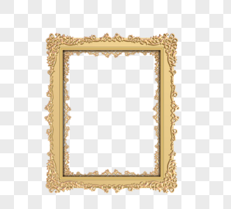 黄色金属花纹长方形边框相框图片