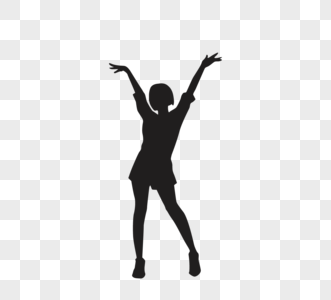 剪影舞蹈动作女生举手高清图片