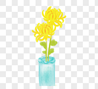 卡通花瓶里面两朵菊花图片