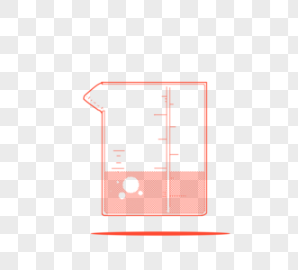 橙色卡通简约烧杯描边元素图片