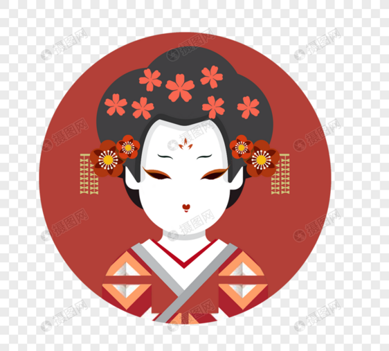 日式古典女性传统服饰和服卡通人物图片