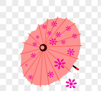 平面樱花花纹和伞元素矢量图高清图片