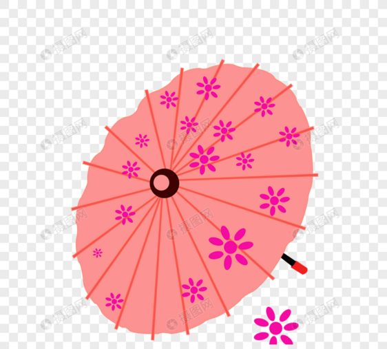 平面樱花花纹和伞元素矢量图图片
