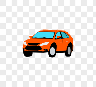 平面橙色小汽车卡通元素矢量图图片