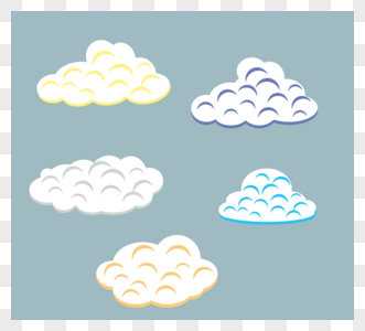 平面卡通可爱风格花纹彩色云图片