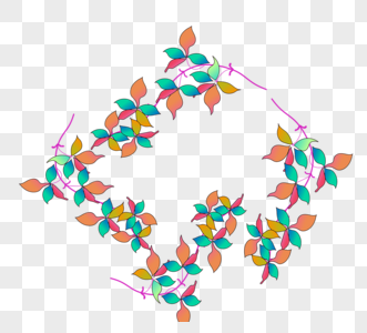 平面彩色花环树叶元素矢量图图片