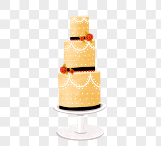 彩色手绘婚礼多层蛋糕元素图片