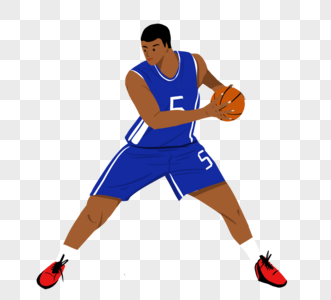彩色卡通篮球运动员素材图片
