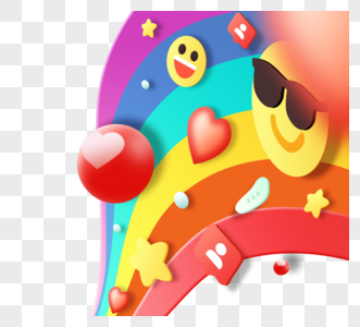 彩虹创意质感立体emoji标签图片