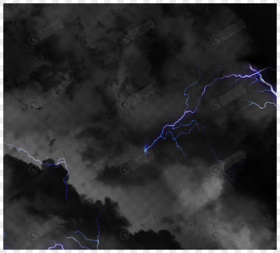 质感闪电效果黑色乌云图片