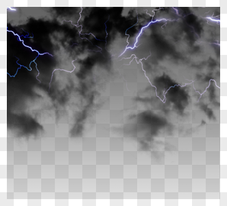 阴天手绘闪电质感乌云闪电效果高清图片素材