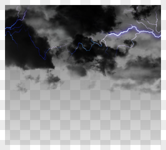 手绘逼真闪电效果乌云黑云高清图片素材