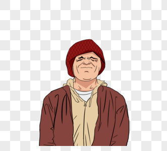 戴红色帽子挤眼深色外套米色卫衣男性波普人物图片