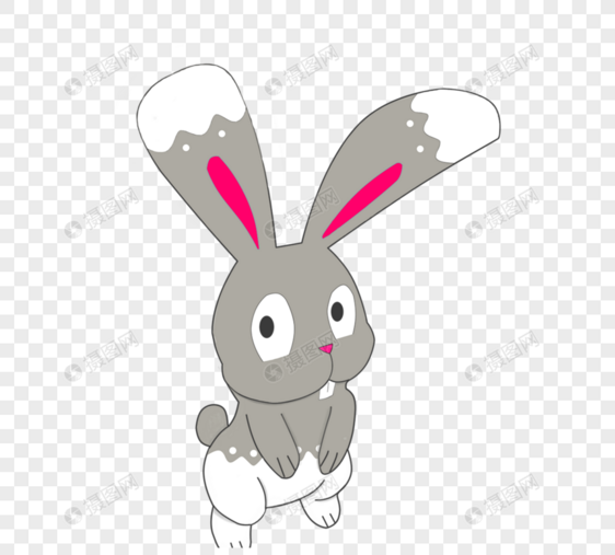 灰白可爱风格长耳朵兔子图片