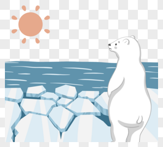 手绘北极熊冰川元素图片