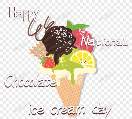 彩色巧克力冰淇淋日元素图片