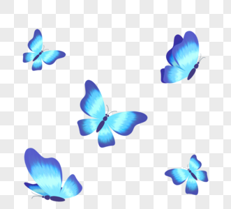 蓝色飞翔蝴蝶特效高清图片