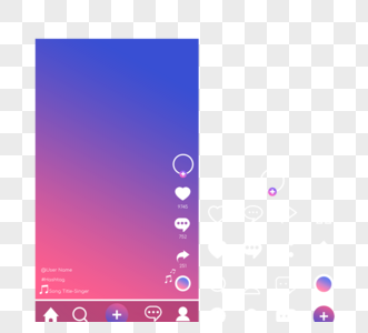 社交媒体抖音渐变色界面高清图片